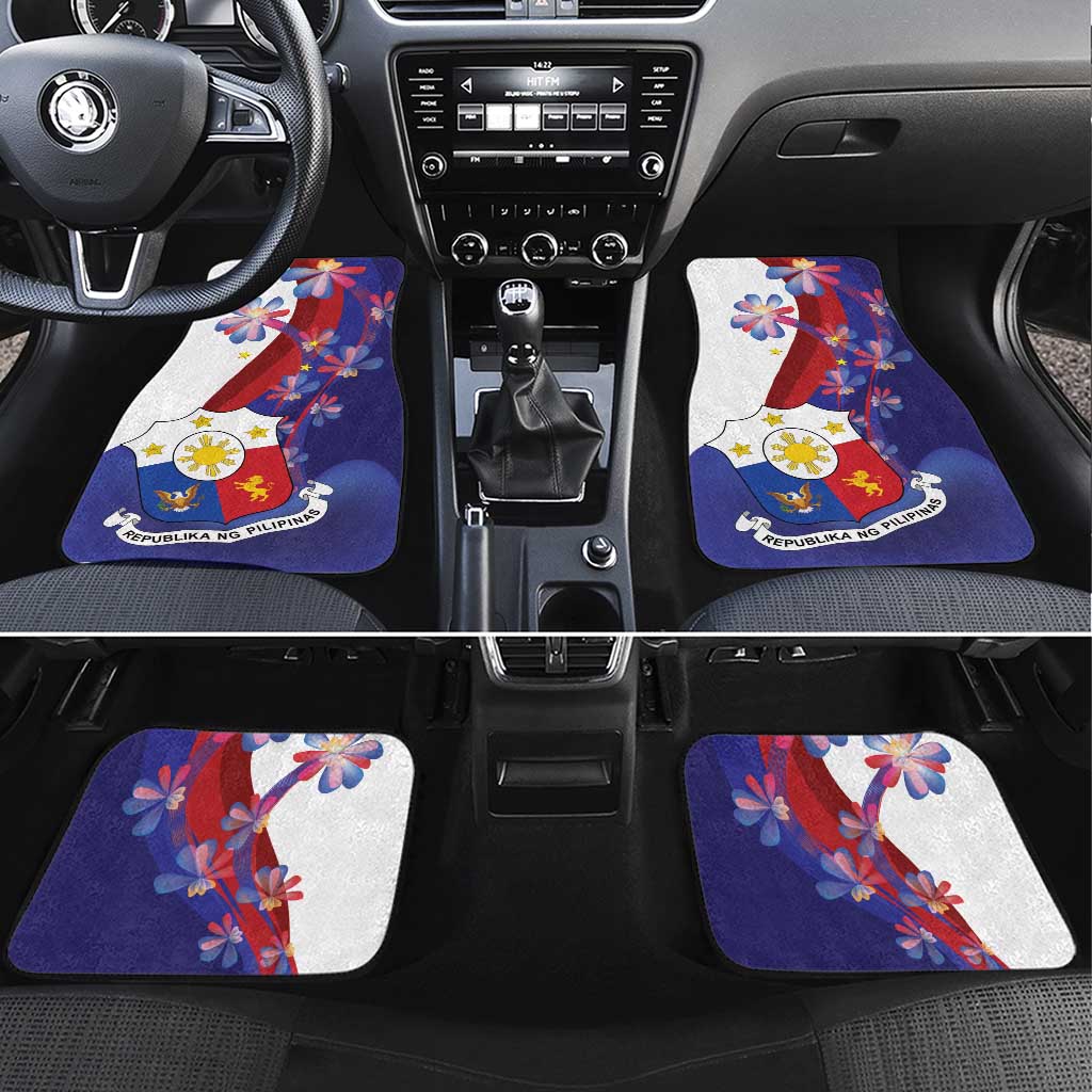 Philippines Sun Plumeria Floral Car Mats Unique Stylized