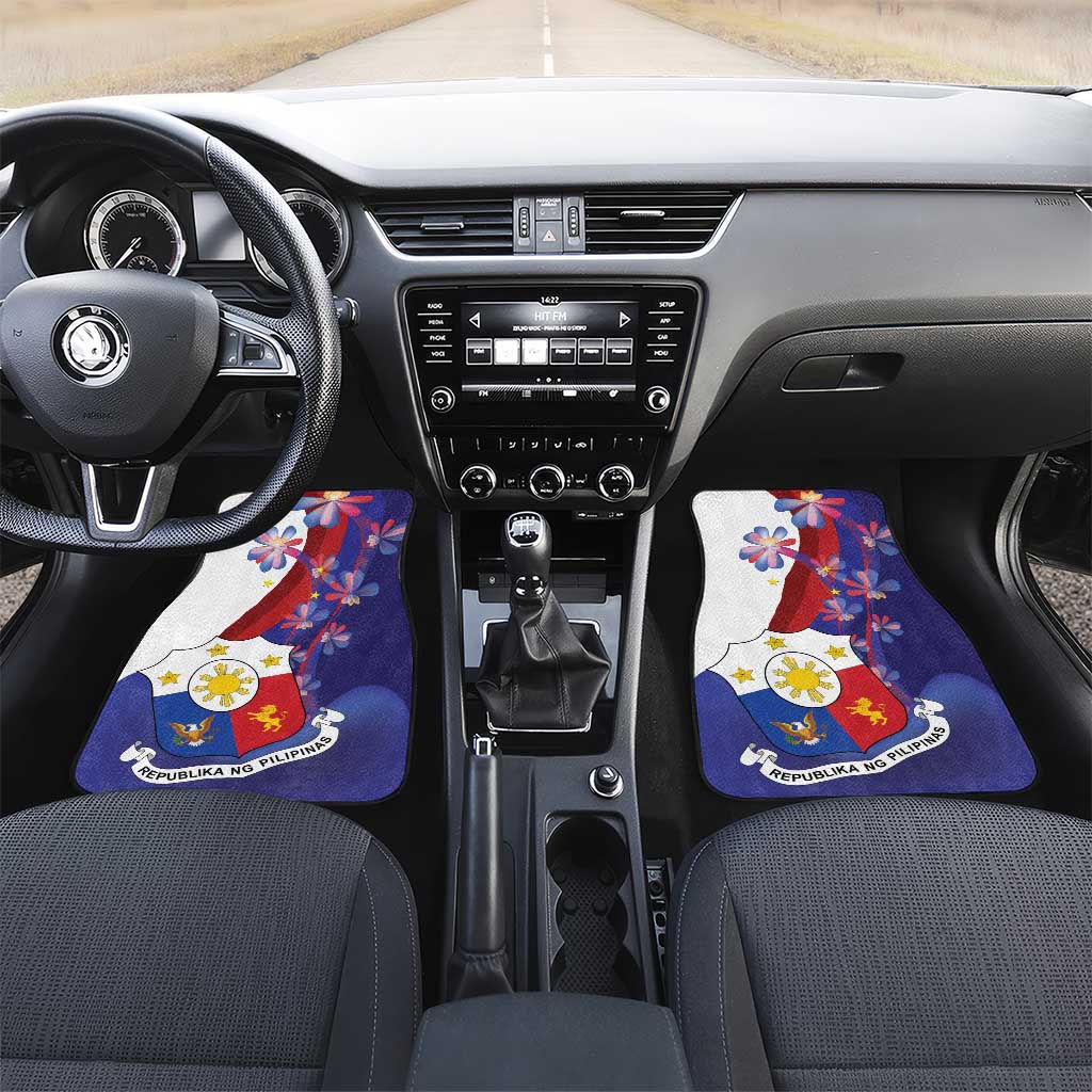 Philippines Sun Plumeria Floral Car Mats Unique Stylized