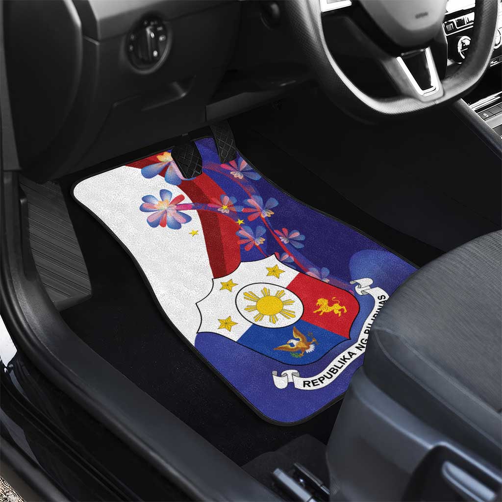 Philippines Sun Plumeria Floral Car Mats Unique Stylized