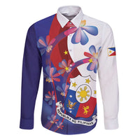 Philippines Sun Plumeria Floral Family Matching Long Sleeve Bodycon Dress and Hawaiian Shirt Unique Stylized