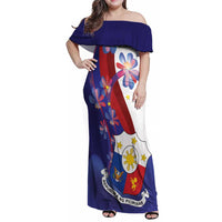 Philippines Sun Plumeria Floral Family Matching Off Shoulder Maxi Dress and Hawaiian Shirt Unique Stylized