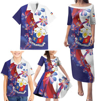 Philippines Sun Plumeria Floral Family Matching Puletasi and Hawaiian Shirt Unique Stylized