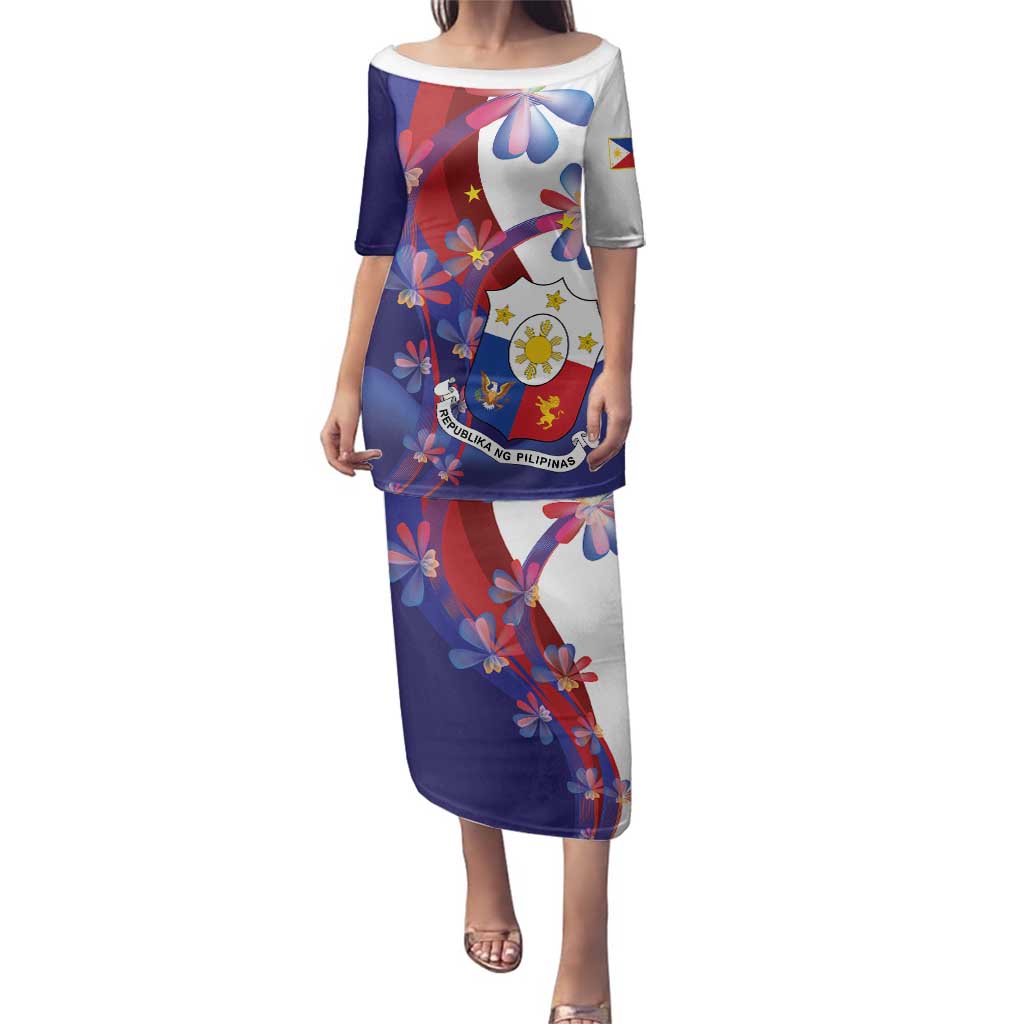 Philippines Sun Plumeria Floral Family Matching Puletasi and Hawaiian Shirt Unique Stylized