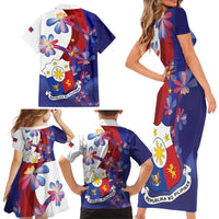 Philippines Sun Plumeria Floral Family Matching Short Sleeve Bodycon Dress and Hawaiian Shirt Unique Stylized
