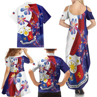 Philippines Sun Plumeria Floral Family Matching Summer Maxi Dress and Hawaiian Shirt Unique Stylized