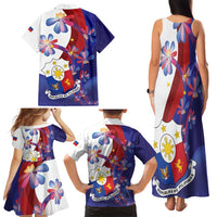 Philippines Sun Plumeria Floral Family Matching Tank Maxi Dress and Hawaiian Shirt Unique Stylized