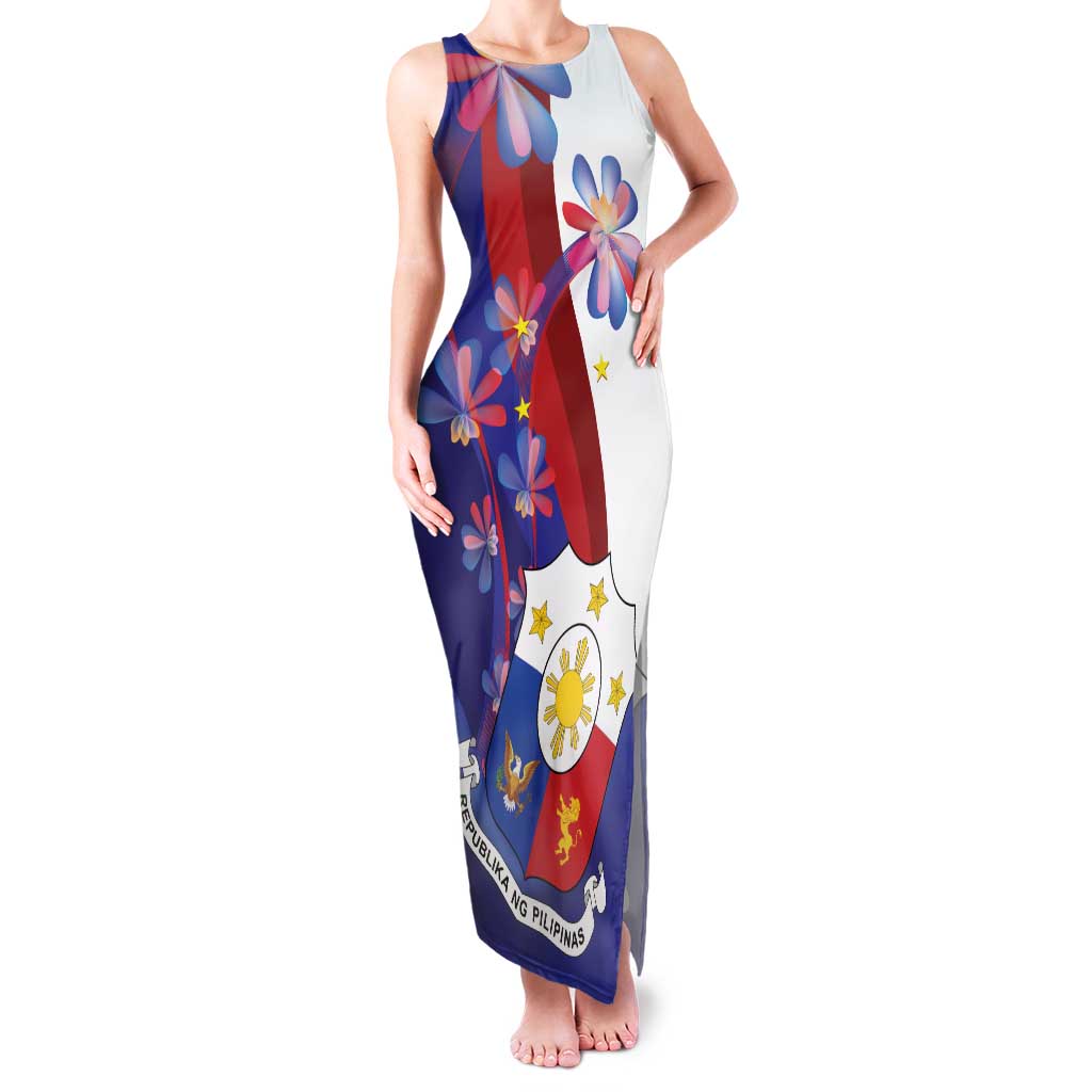 Philippines Sun Plumeria Floral Family Matching Tank Maxi Dress and Hawaiian Shirt Unique Stylized