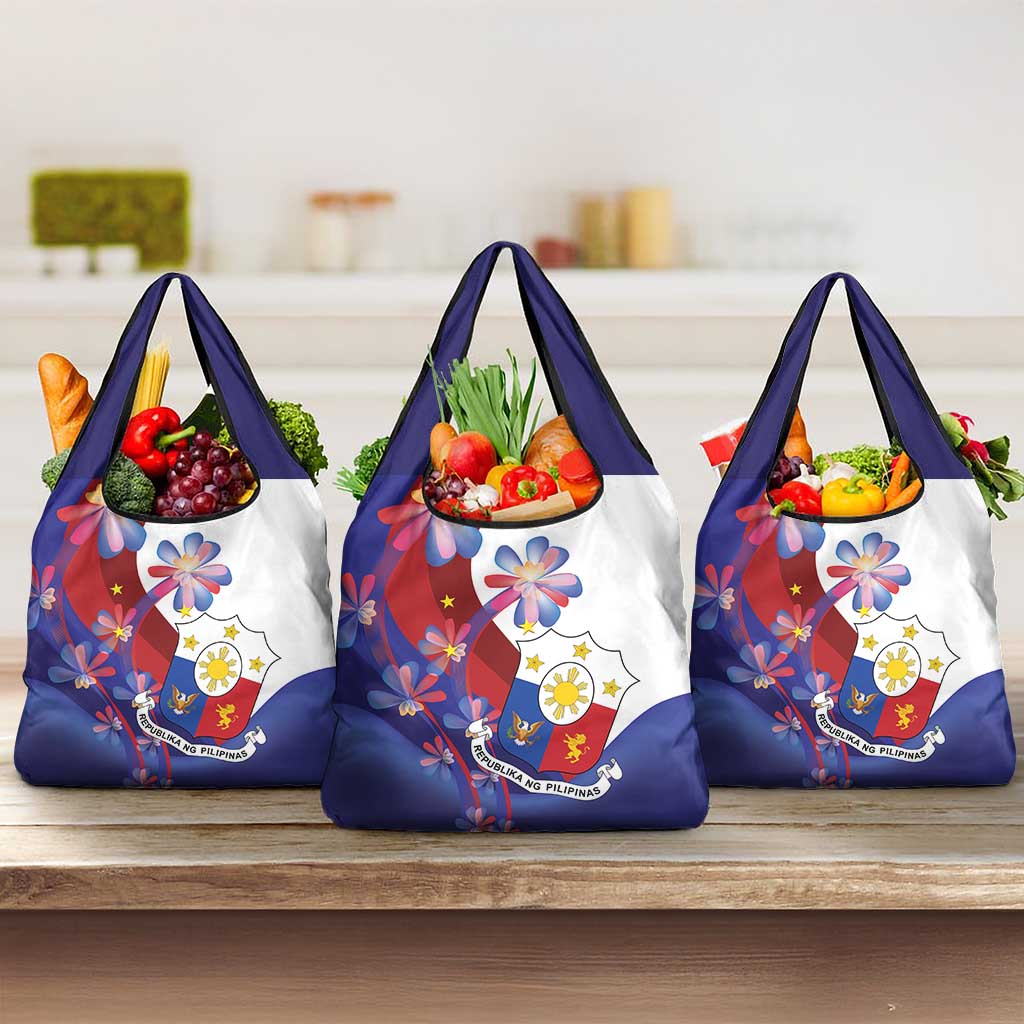 Philippines Sun Plumeria Floral Grocery Bag Unique Stylized