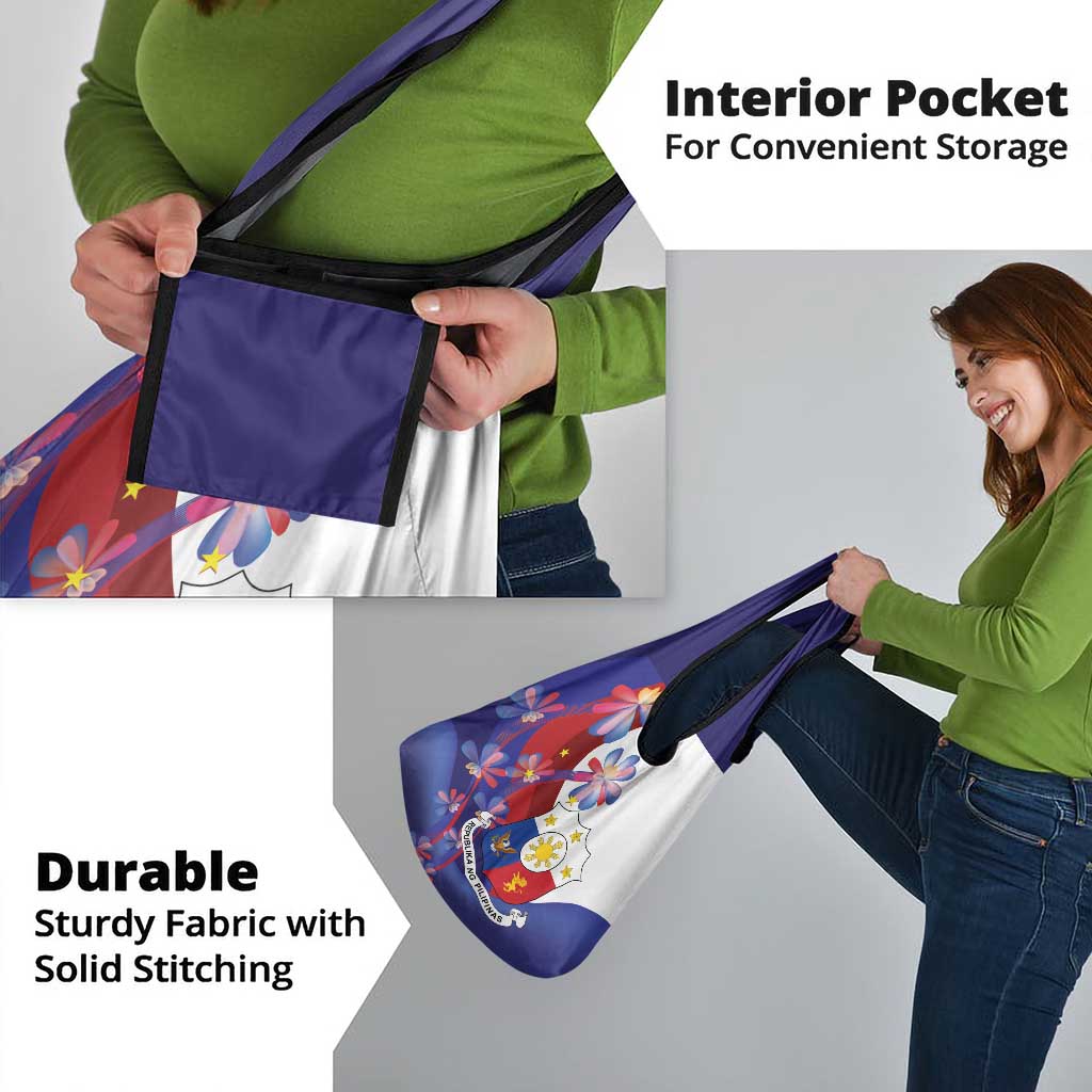 Philippines Sun Plumeria Floral Grocery Bag Unique Stylized