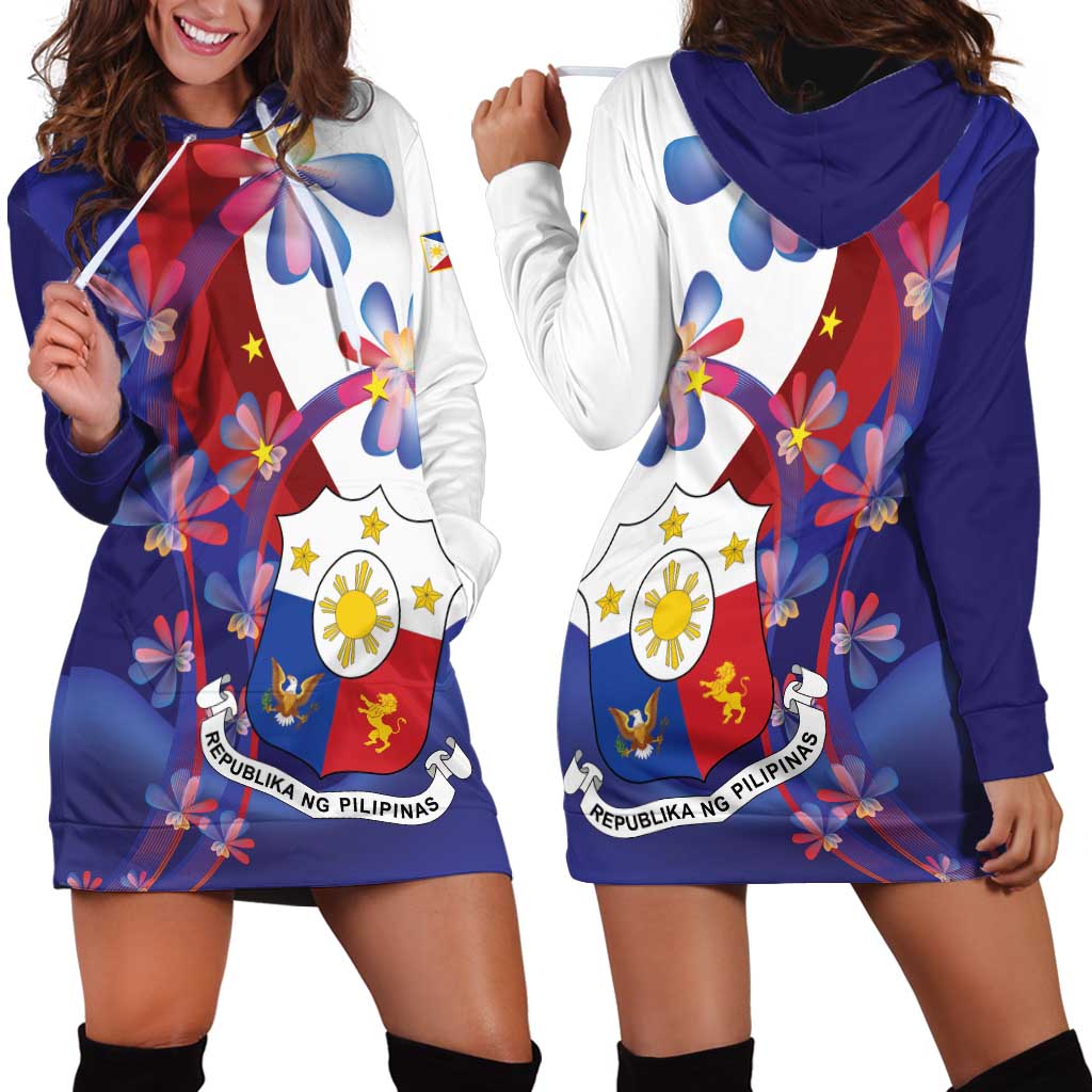 Philippines Sun Plumeria Floral Hoodie Dress Unique Stylized