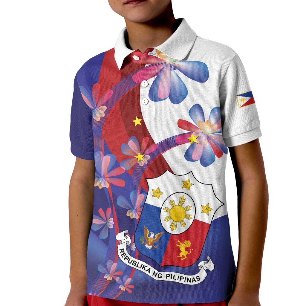 Philippines Sun Plumeria Floral Kid Polo Shirt Unique Stylized