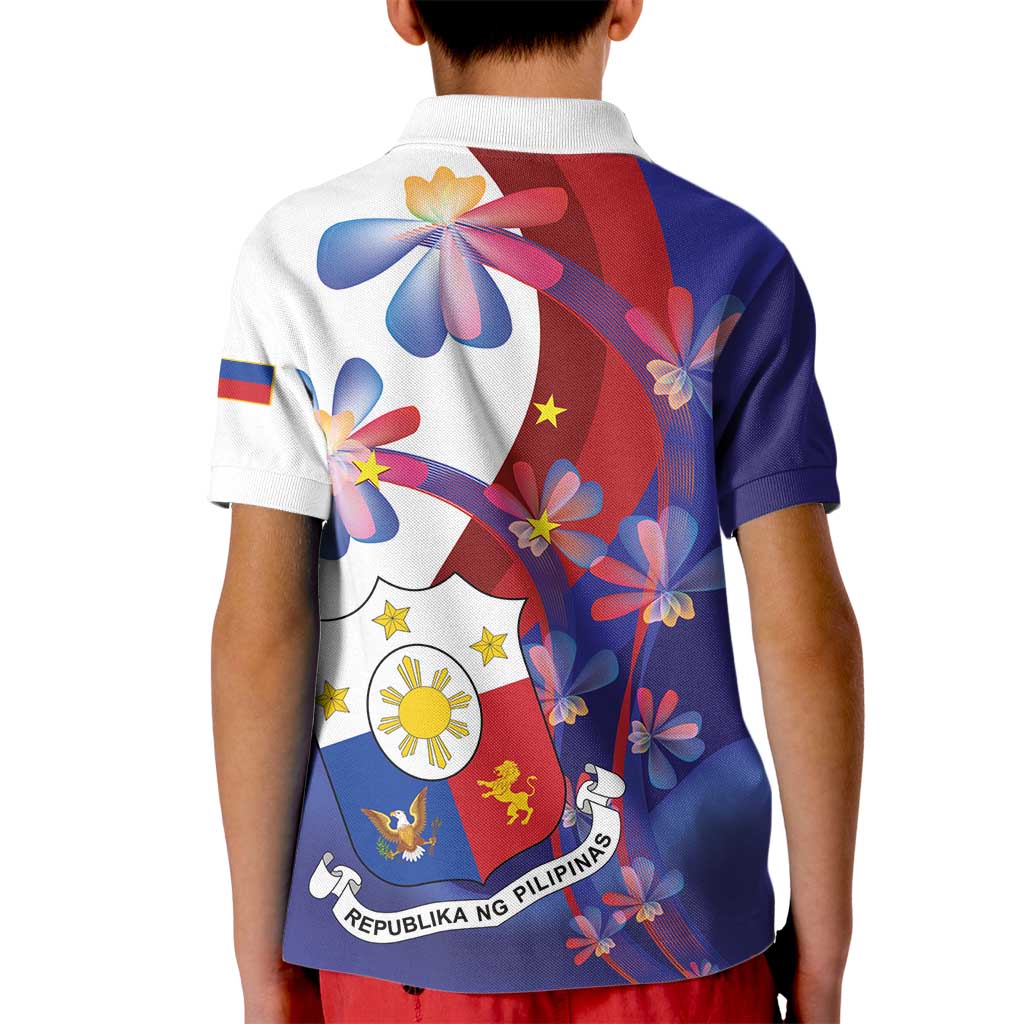 Philippines Sun Plumeria Floral Kid Polo Shirt Unique Stylized