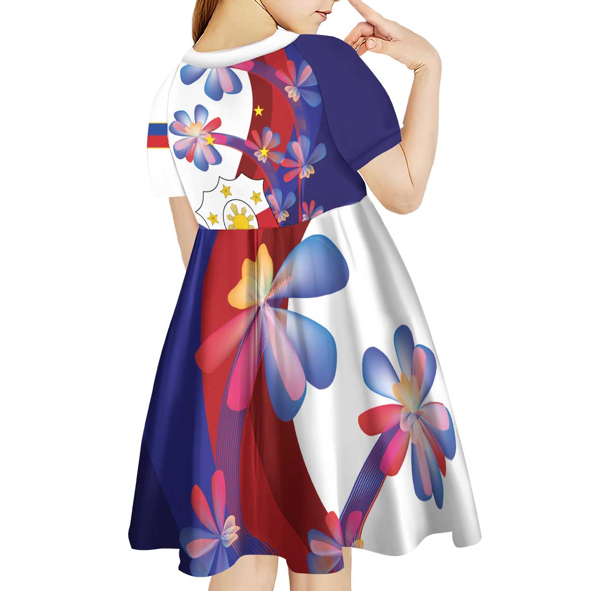 Philippines Sun Plumeria Floral Kid Short Sleeve Dress Unique Stylized