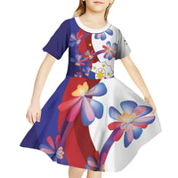 Philippines Sun Plumeria Floral Kid Short Sleeve Dress Unique Stylized