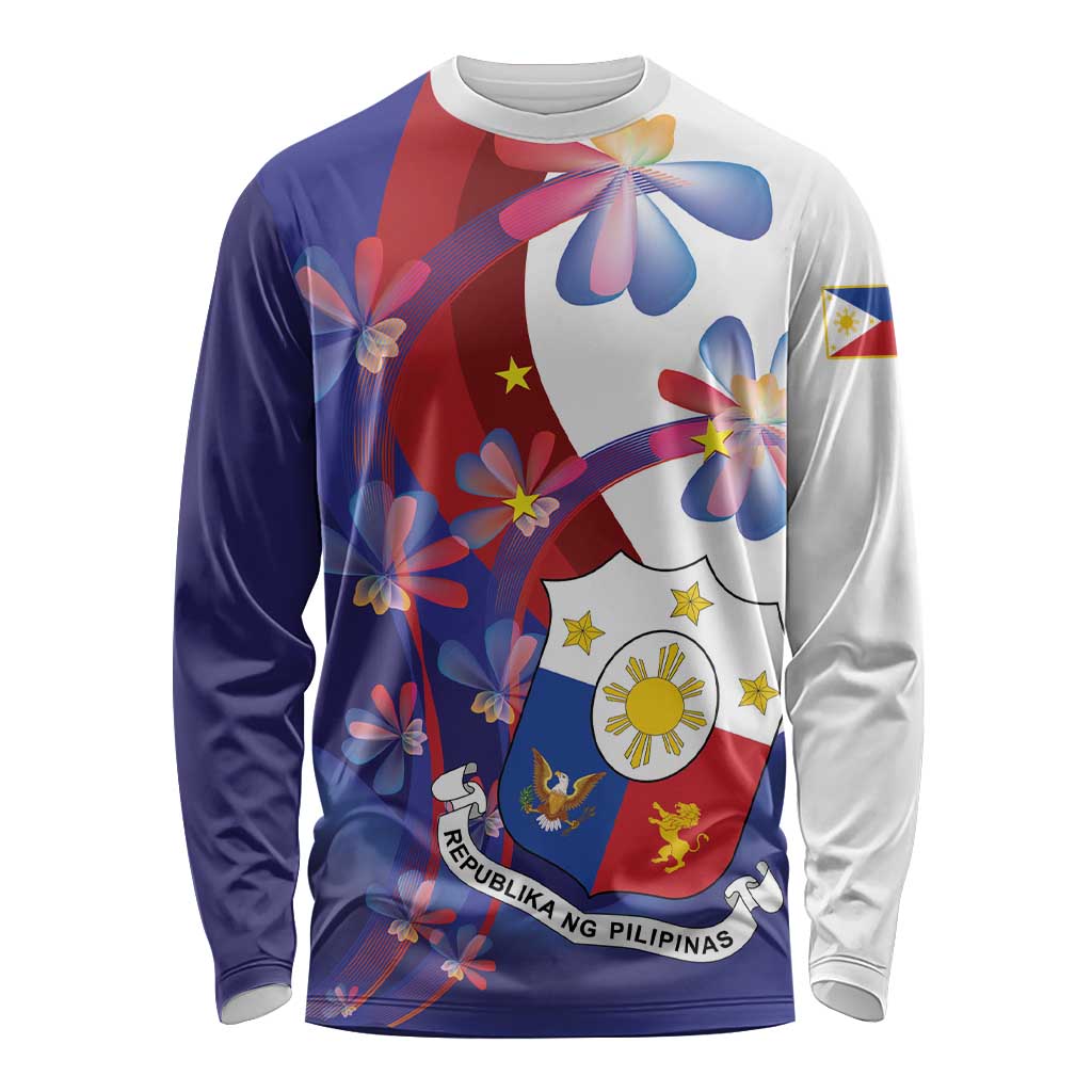 Philippines Sun Plumeria Floral Long Sleeve Shirt Unique Stylized