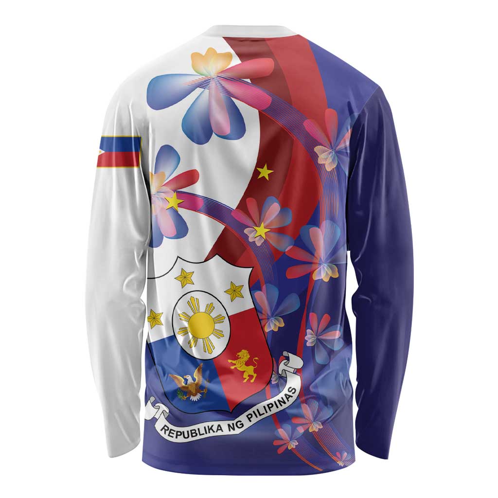 Philippines Sun Plumeria Floral Long Sleeve Shirt Unique Stylized