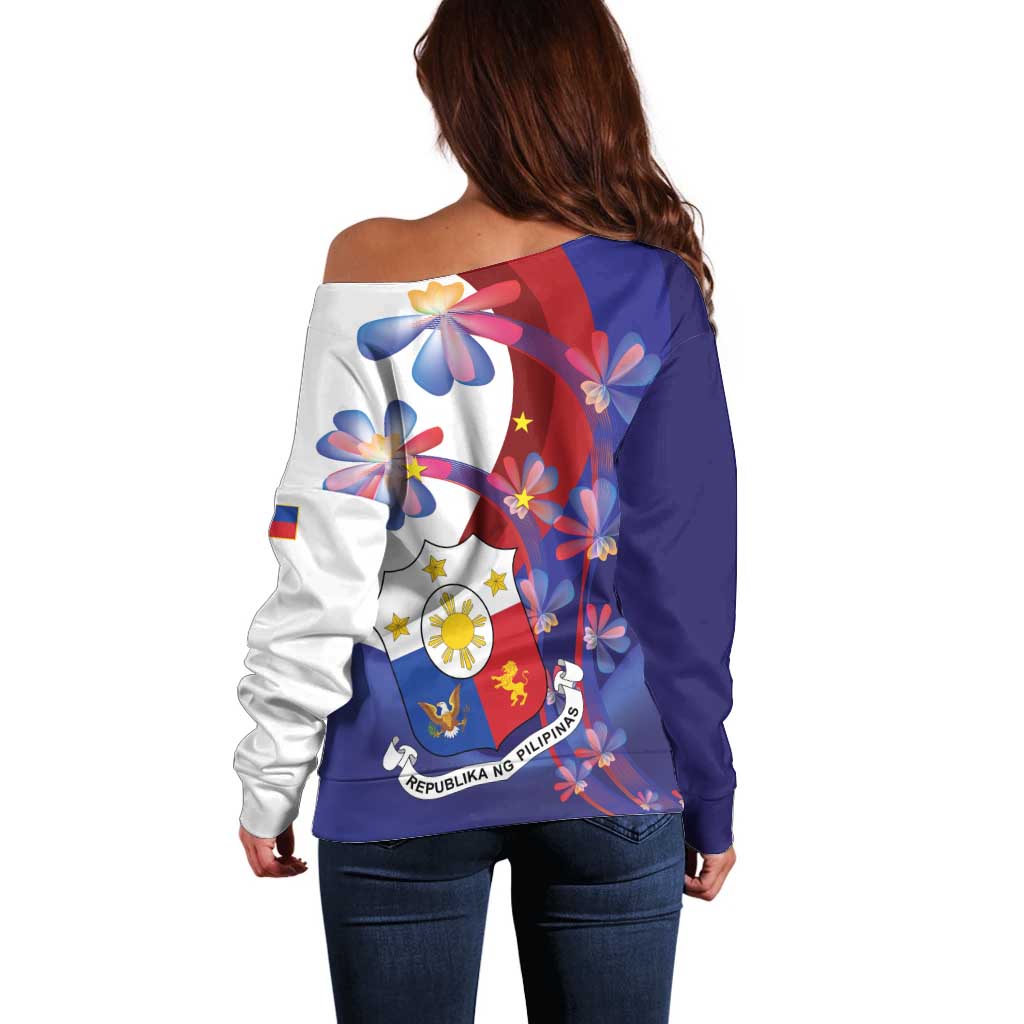 Philippines Sun Plumeria Floral Off Shoulder Sweater Unique Stylized