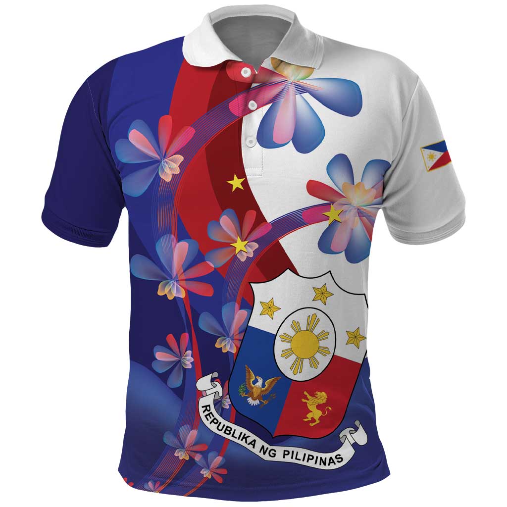 Philippines Sun Plumeria Floral Polo Shirt Unique Stylized