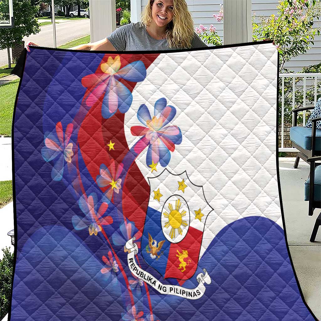 Philippines Sun Plumeria Floral Quilt Unique Stylized