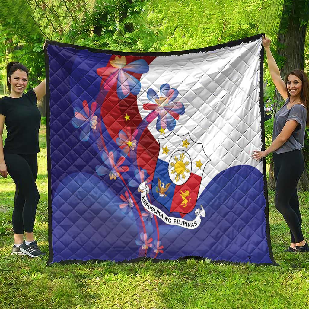 Philippines Sun Plumeria Floral Quilt Unique Stylized