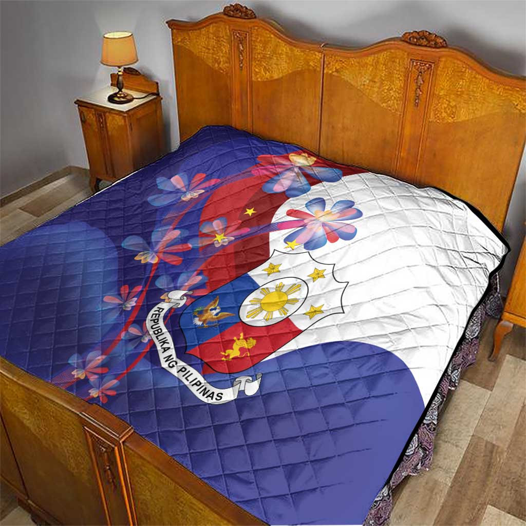 Philippines Sun Plumeria Floral Quilt Unique Stylized