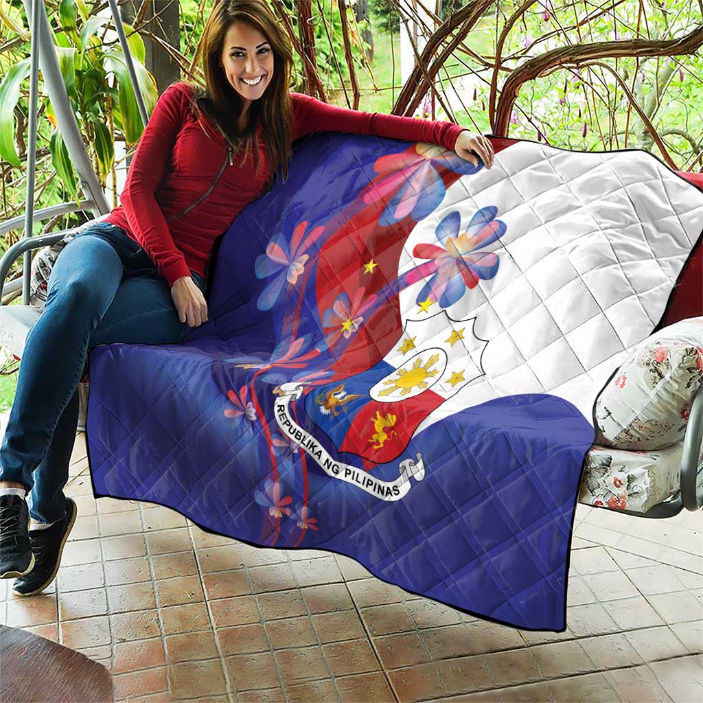 Philippines Sun Plumeria Floral Quilt Unique Stylized