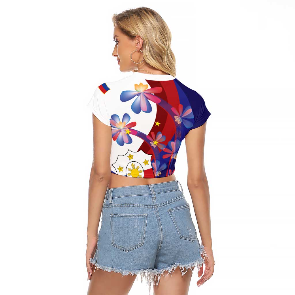 Philippines Sun Plumeria Floral Raglan Cropped T Shirt Unique Stylized
