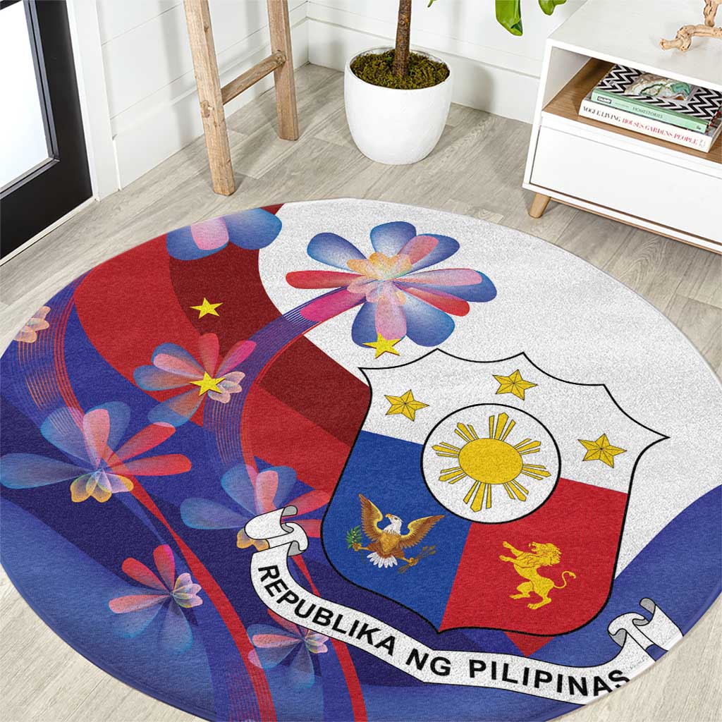 Philippines Sun Plumeria Floral Round Carpet Unique Stylized