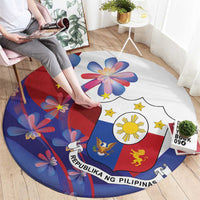 Philippines Sun Plumeria Floral Round Carpet Unique Stylized