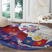 Philippines Sun Plumeria Floral Round Carpet Unique Stylized