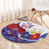Philippines Sun Plumeria Floral Round Carpet Unique Stylized