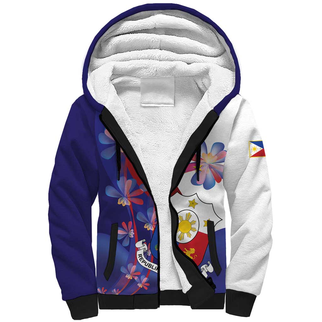 Philippines Sun Plumeria Floral Sherpa Hoodie Unique Stylized