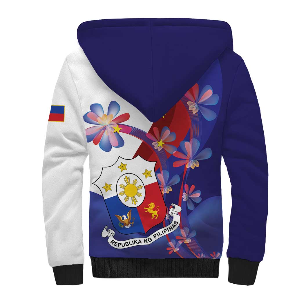 Philippines Sun Plumeria Floral Sherpa Hoodie Unique Stylized