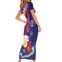 Philippines Sun Plumeria Floral Short Sleeve Bodycon Dress Unique Stylized