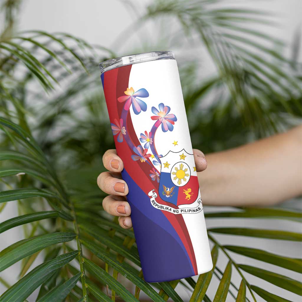 Philippines Sun Plumeria Floral Skinny Tumbler Unique Stylized