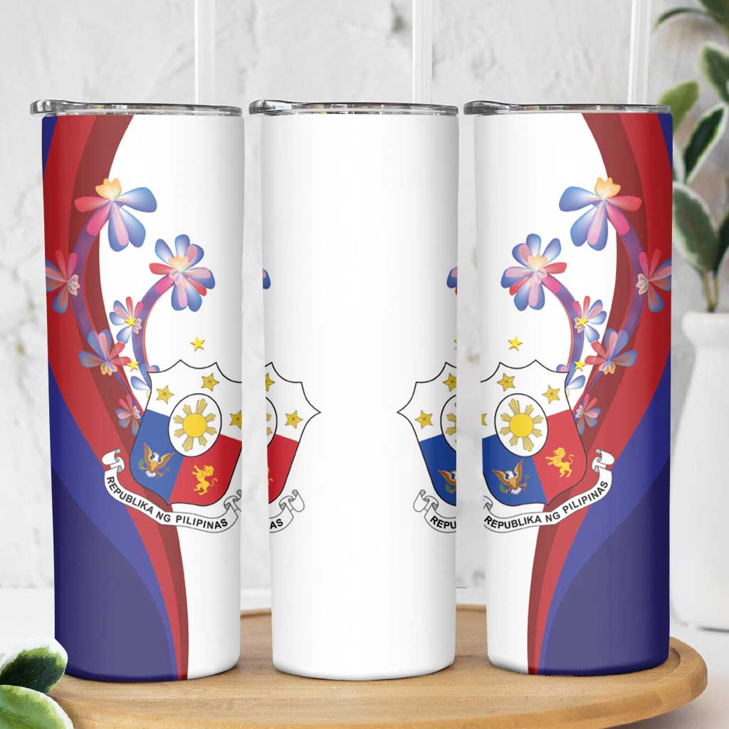 Philippines Sun Plumeria Floral Skinny Tumbler Unique Stylized