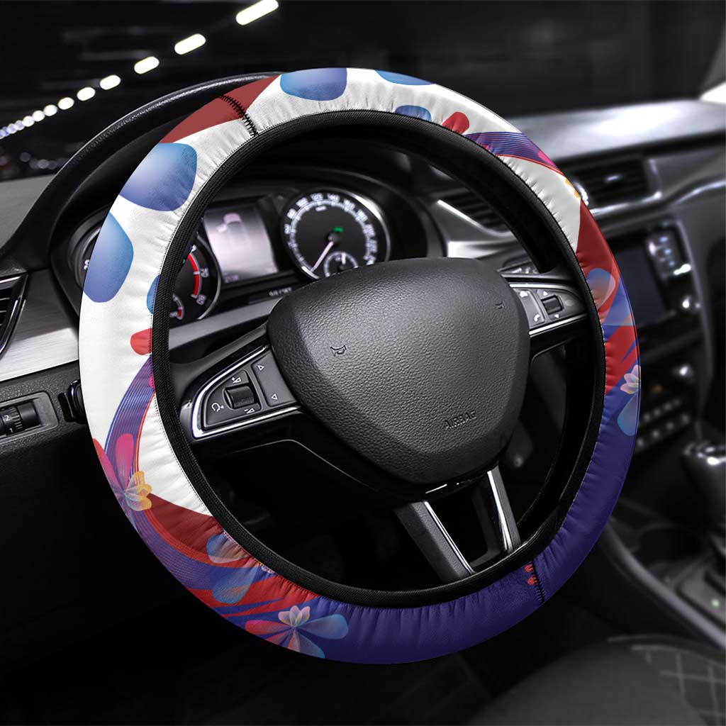 Philippines Sun Plumeria Floral Steering Wheel Cover Unique Stylized