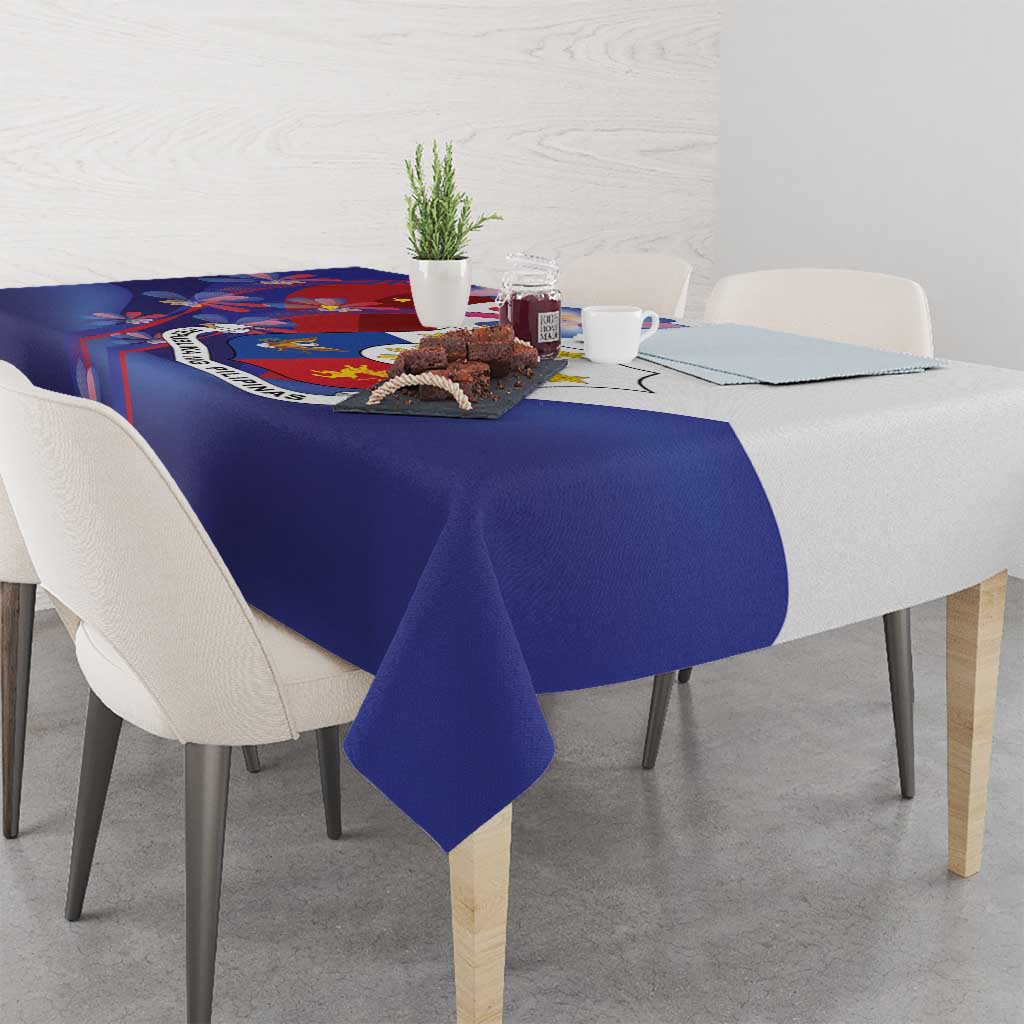 Philippines Sun Plumeria Floral Tablecloth Unique Stylized