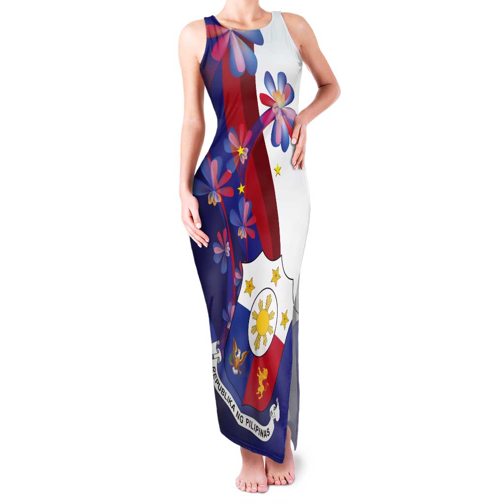 Philippines Sun Plumeria Floral Tank Maxi Dress Unique Stylized