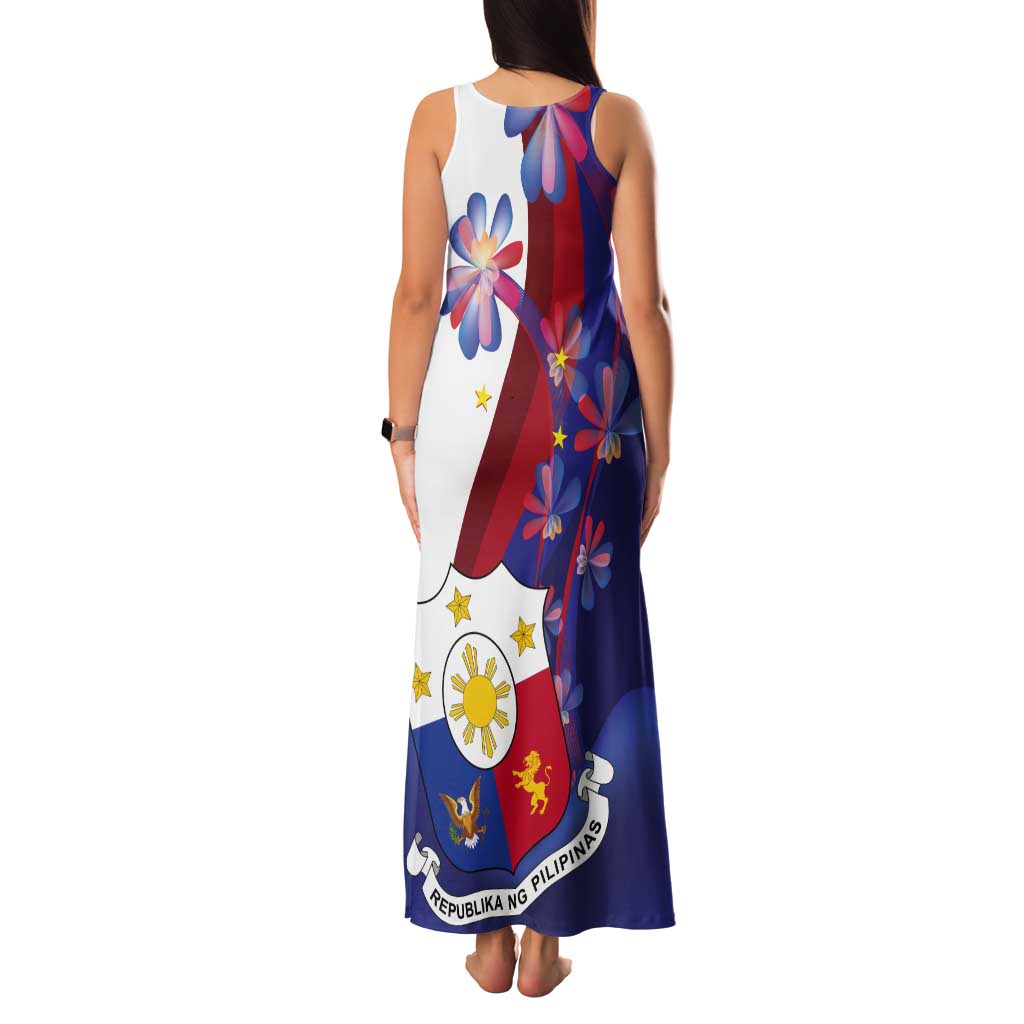 Philippines Sun Plumeria Floral Tank Maxi Dress Unique Stylized