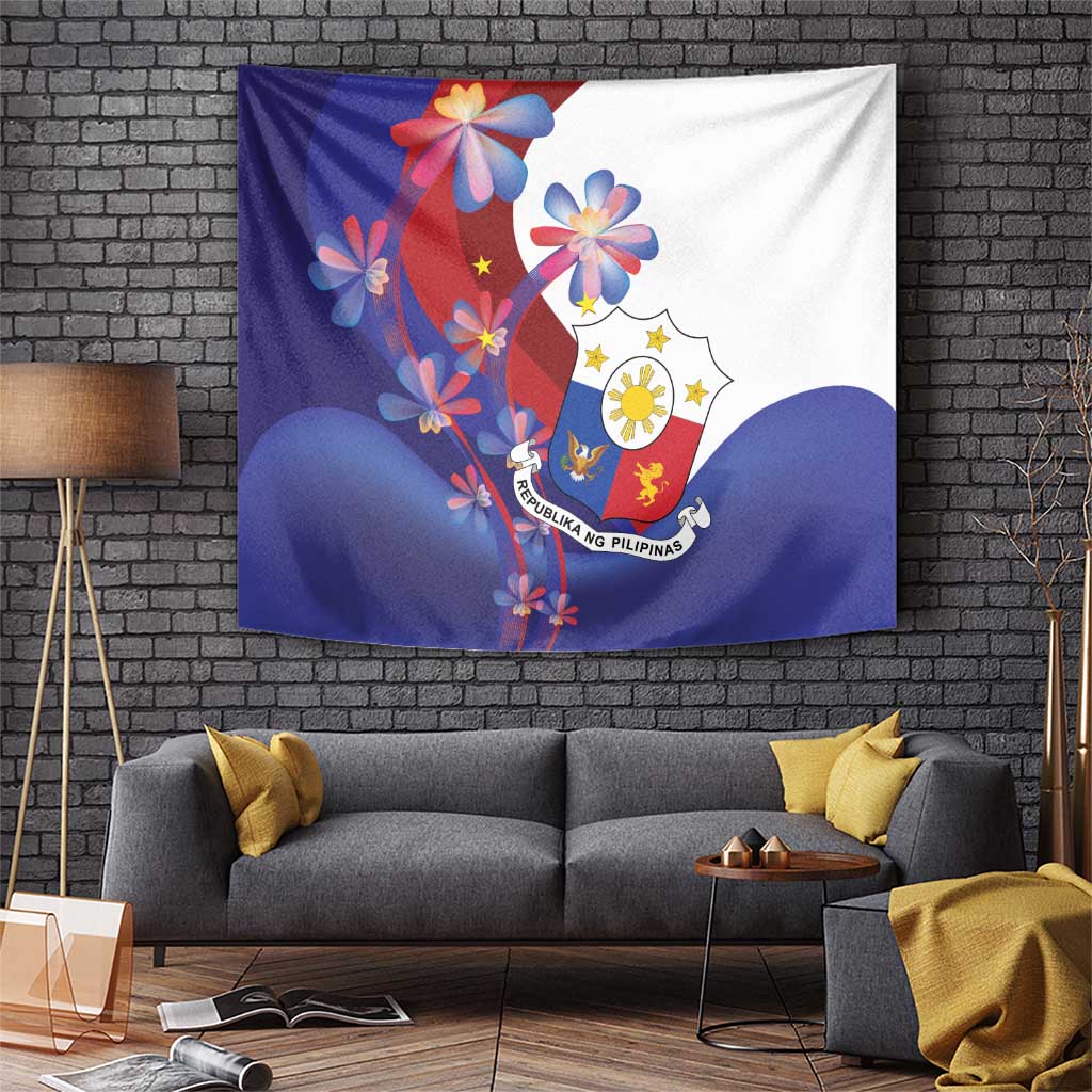 Philippines Sun Plumeria Floral Tapestry Unique Stylized