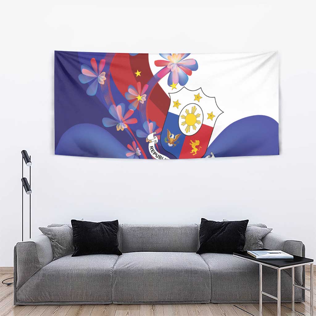 Philippines Sun Plumeria Floral Tapestry Unique Stylized