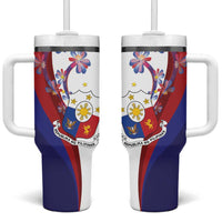 Philippines Sun Plumeria Floral Tumbler With Handle Unique Stylized