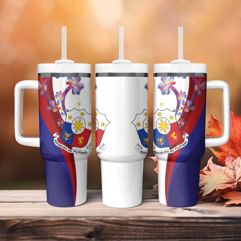 Philippines Sun Plumeria Floral Tumbler With Handle Unique Stylized