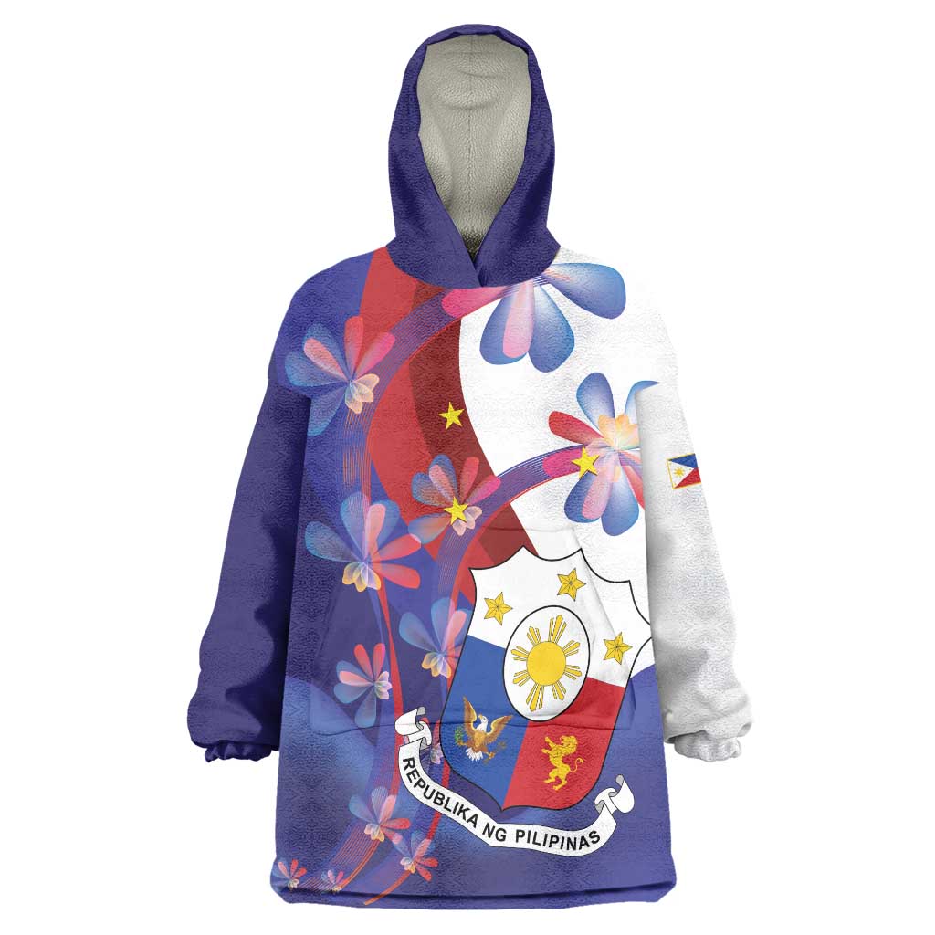 Philippines Sun Plumeria Floral Wearable Blanket Hoodie Unique Stylized