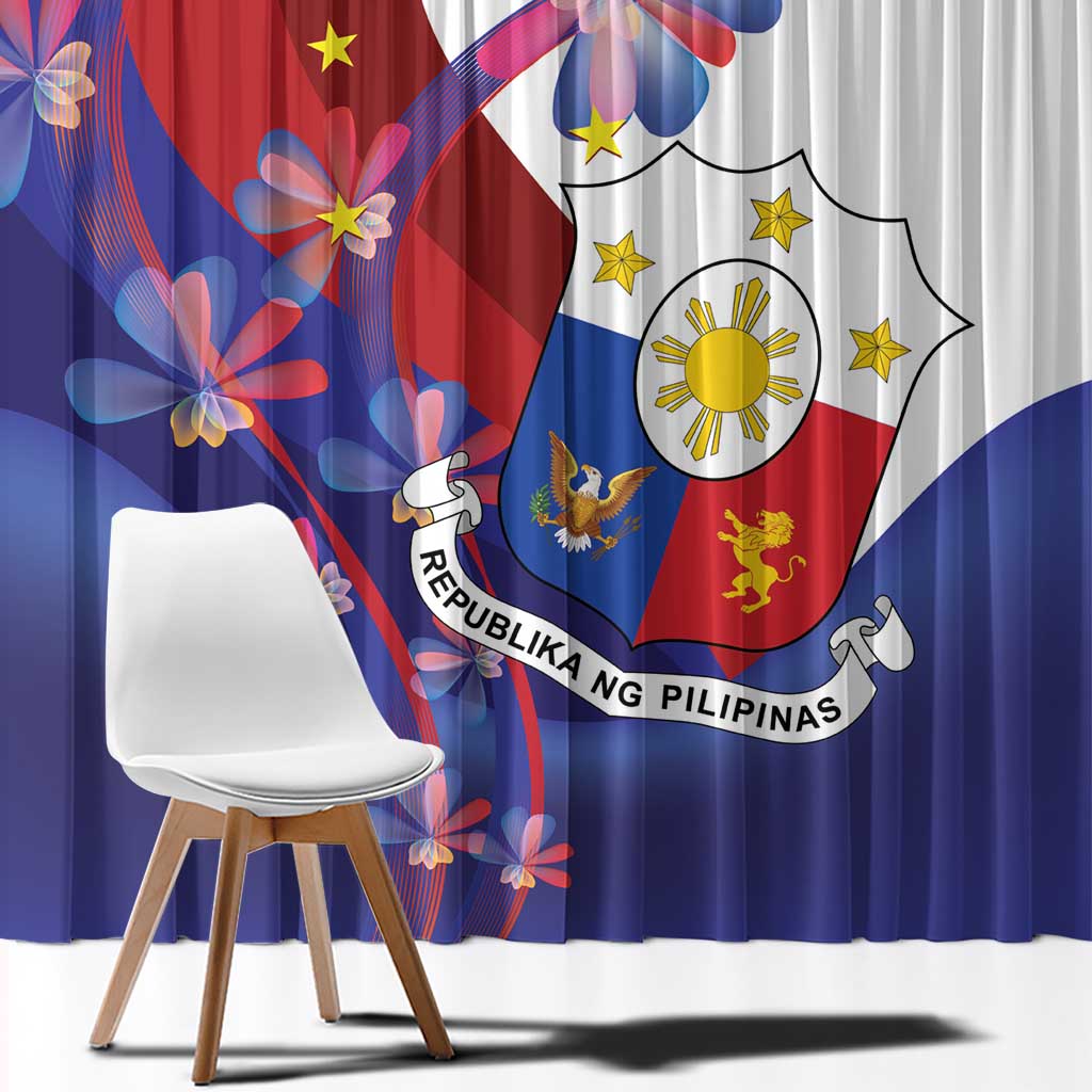 Philippines Sun Plumeria Floral Window Curtain Unique Stylized