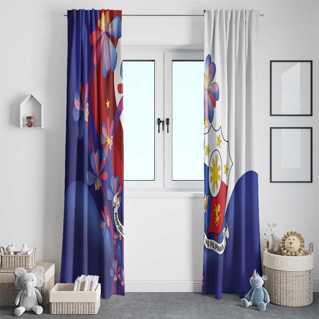 Philippines Sun Plumeria Floral Window Curtain Unique Stylized