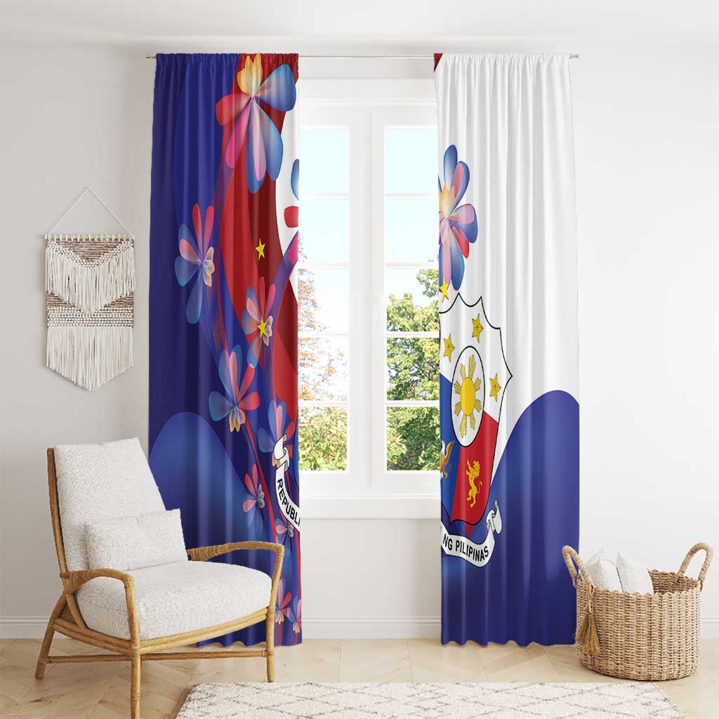 Philippines Sun Plumeria Floral Window Curtain Unique Stylized