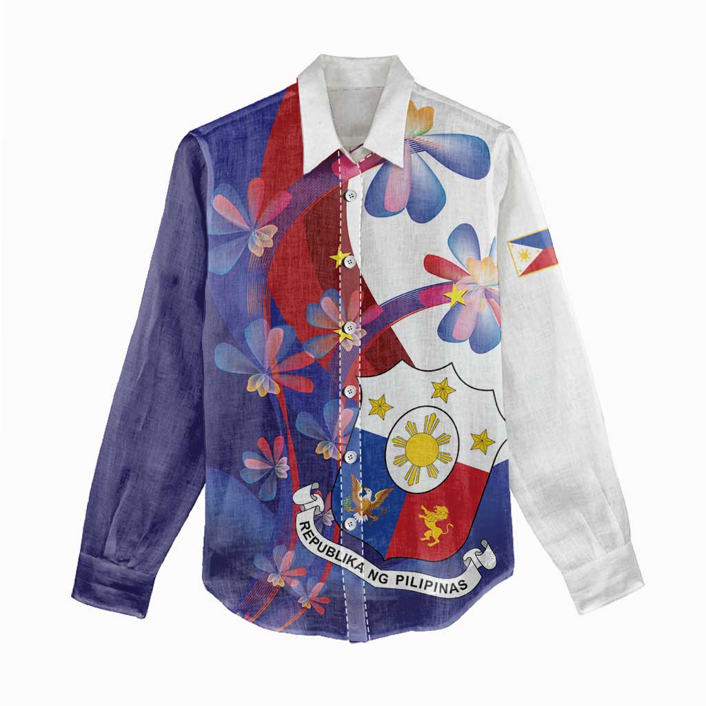 Philippines Sun Plumeria Floral Women Casual Shirt Unique Stylized