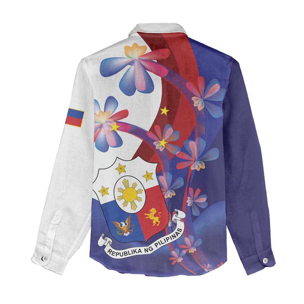 Philippines Sun Plumeria Floral Women Casual Shirt Unique Stylized